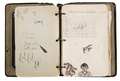 James Dean signed 5th Grade Notebook with (12) Signatures in Various Forms (JSA)